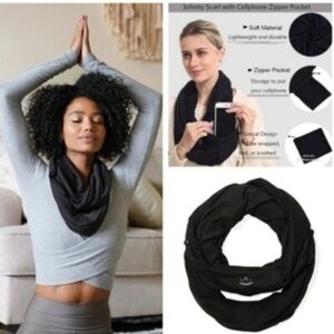 Beyond Yoga Black Infinity Scarf with Zipper NWT